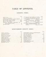 Table of Contents, Montgomery County 1907